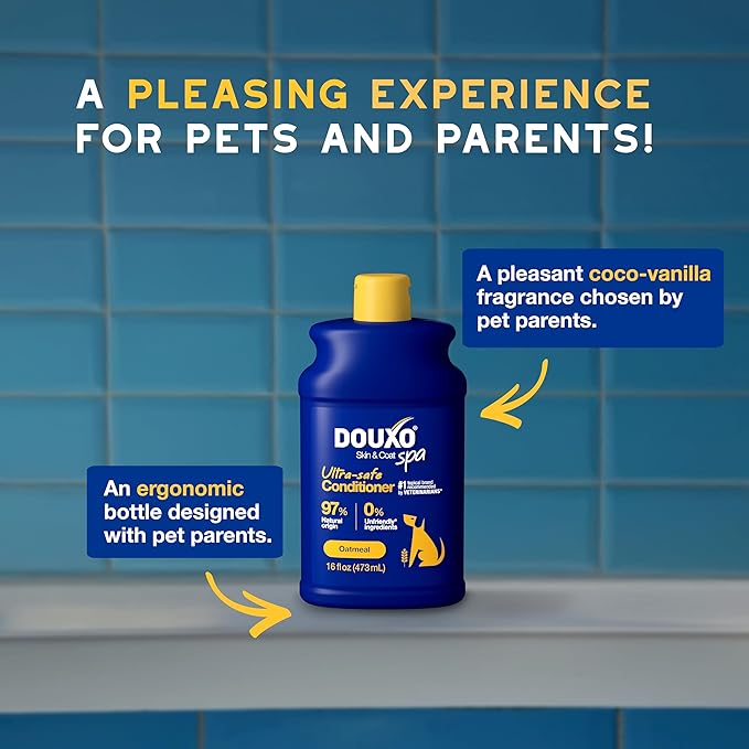 DOUXO® Skin & Coat SPA - Ultra-Safe Oatmeal Dog Conditioner, 16 fl oz, Safely Detangles, Moisturizes, Leaves The Coat Soft, Silky and Radiant, Skin-Friendly Formula