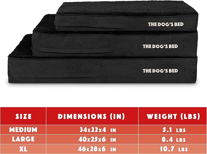 The Dog’s Bed Orthopedic Memory Foam Dog Bed, XXL Black Plush, Pain Relief for Arthritis, Hip & Elbow Dysplasia, Post Surgery, Lameness, Supportive, Waterproof Washable Cover, Veterinary Approved