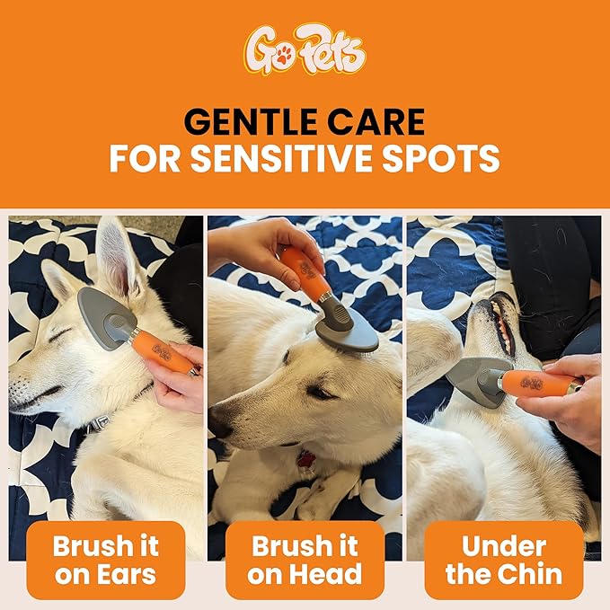 GoPets Small Pin Slicker Brush, Easy-Groom Pin Comb for Tangles & Shedding, Rounded Safety Tips, Dematting Brush for Short & Long Hair Cats, Dogs & Furry Pets, Ideal for Sensitive, Hard-to-Reach Areas