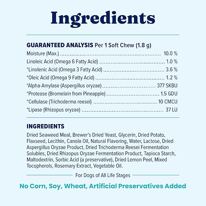 Solid Gold Cat & Dog Multivitamin Chews - Kelp, Omega 3 & Vitamins for Dental, Digestive, Immune, Skin & Coat Health - Multi Vitamin for Dogs & Cats - Sea Kelp Based Soft Chew for All Ages - 120ct