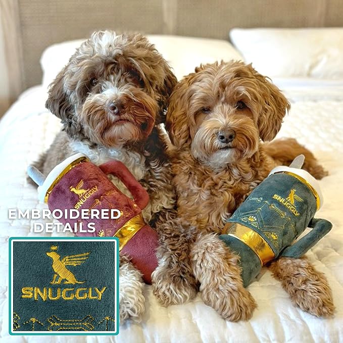 Haute Diggity Dog Holiday Snuggly Cup Plush Dog Toy for Small, Medium & Large Dogs, Interactive Funny Christmas Squeaky Toys, Soft, Durable, Machine-Washable, Safe & Cute Birthday Gift for Dogs, Green