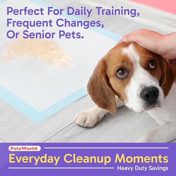 PETSWORLD Puppy Pads, 23x36 Inch, 100 Count - Puppy Pee Pads for Dogs, Tear Resistant, Economy Value, Super-Absorbent Polymer Gel Core, Perfect for Puppies, Smaller Dogs