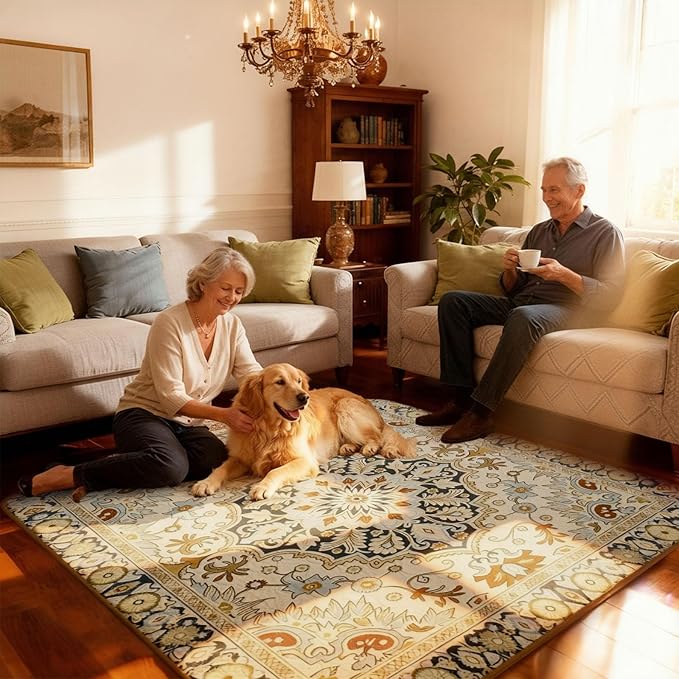 FXW Washable Pee Pads for Dogs, Puppy Pads with Super Absorbent, Specifically Designed for Rollick/Homeplus 24inch 8 Panels Dog Playpen, 63" Square, Boho Beige, 1 Pack