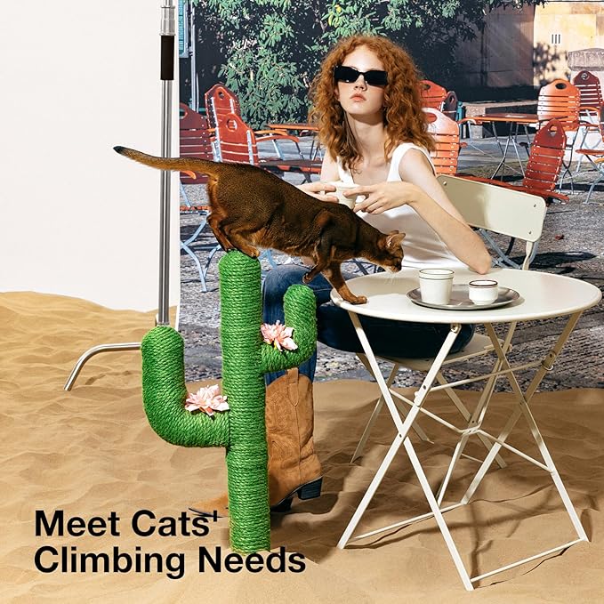 VETRESKA Cat Scratchers for Indoor Cats Cactus Cat Scratch Post Jute Rope, 31.5'' Tall Green Vertical Cactus Cat Tree Scratching Posts Protect Furniture