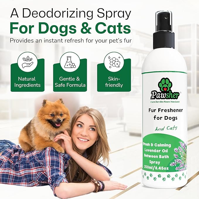 Dog Perfume Spray Long Lasting, Refreshing & Calming Lavender Scent for in Between Baths, Odor Eliminating for Dogs & Cats, Dog Cologne & Deodorizer Perfume, 8.45 oz