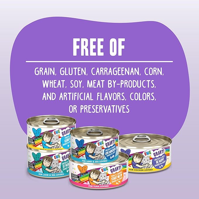 Weruva B.F.F. OMG - Best Feline Friend Oh My Gravy!, Tuna & Lamb Lights Out with Tuna & Lamb, 5.5oz Can (Pack of 8)