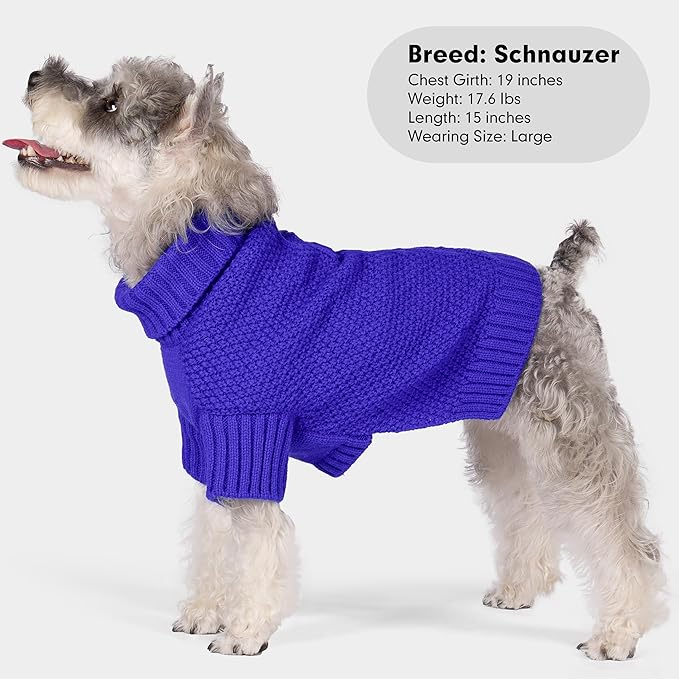 cyeollo Dog Sweater Pullover Turtleneck for Dogs, Classic Knitwear Fall Winter Cold Weather Doggie Clothes Warm Pet Apparel Small Medium Large Dog Sweaters, Royal Blue S