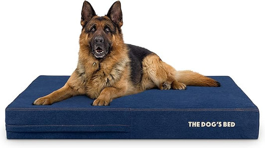 The Dog’s Bed Orthopedic Memory Foam Dog Bed, XL Blue Denim, Pain Relief for Arthritis, Hip & Elbow Dysplasia, Post Surgery, Lameness Supportive, Calming, Waterproof Washable Cover Veterinary Approved