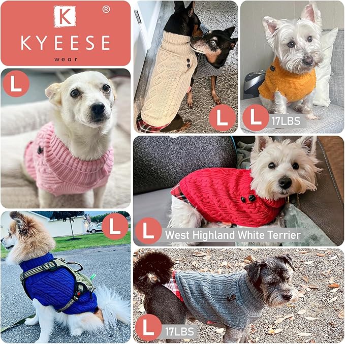 KYEESE Dog Sweater Stretchy Comfy Pet Coat for Fall Winter Cold Weather Soft Pullover Dog Sweaters for Small Dogs Male Warm Turtleneck Small Dogs Sweater