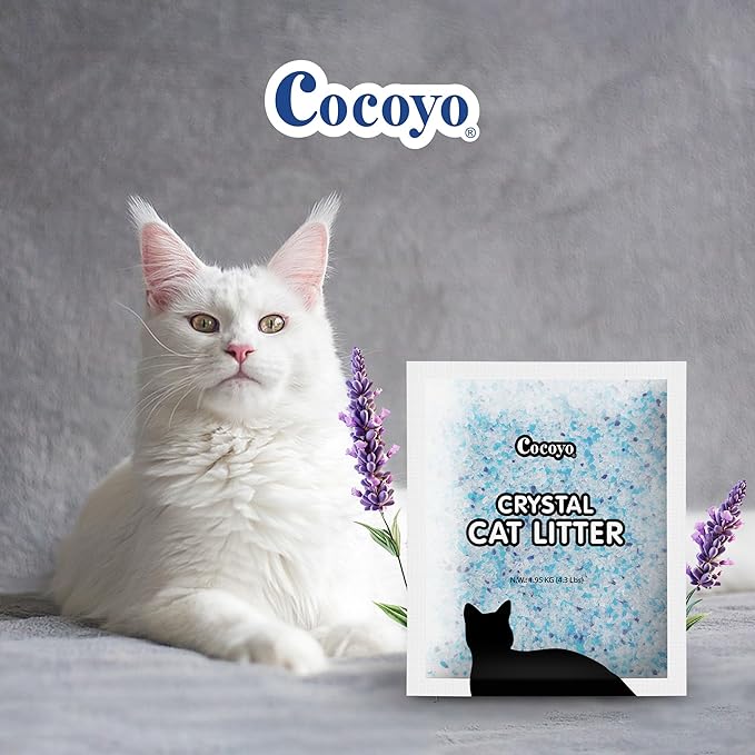 COCOYO Lavender-Scented Crystal Cat Litter I Silica Gel Cat Litter – 17.2 Lbs Value Pack (4.3 Lbs x 4)