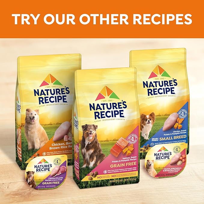 Nature’s Recipe Grain Free Wet Dog Food Paté Variety Pack Chicken and Beef Recipes with Sweet Potato & Pumpkin, 13oz. Cans (Pack of 12 Cans)