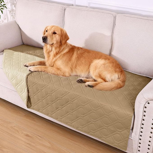 hyha Waterproof Dog Bed Blanket, Soft Pet Blankets, Waterproof Couch Cover for Dogs, Reversible Sofa Covers Washable for Furniture (40x80 Inch, Camel/Beige)