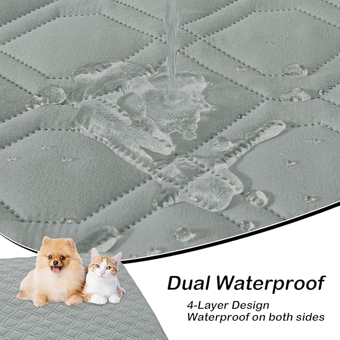 hyha Waterproof Dog Bed Blanket, Soft Pet Blankets, Waterproof Couch Cover for Dogs, Reversible Sofa Covers Washable for Furniture (40x90 Inch, Grey/Grey)