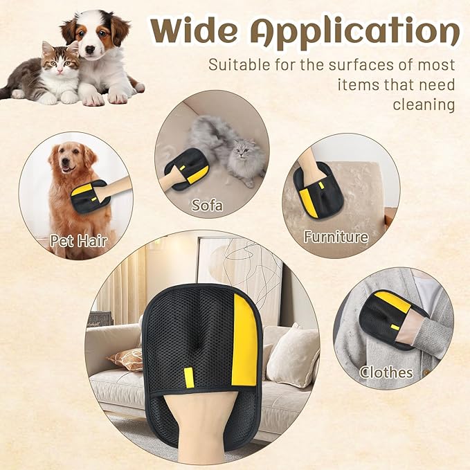 2 Pack Pet Hair Removal Gloves, Reusable Electrostatic Pet Hair Remover, Newly Upgraded Efficient Lint Remover Tool for Dog & Cat Hairfor Couch, Furniture, Car Seat, Carpet, Clothing