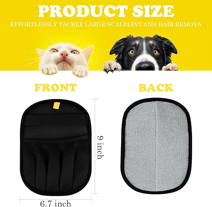 2 Pack Pet Hair Remover Gloves, Upgrated Five-Finger Electrostatic Pet Hair Removal Glove for Cats and Dogs, Reusable Pet Hair Gloves for Couch, Furniture, Car Seat, Carpet