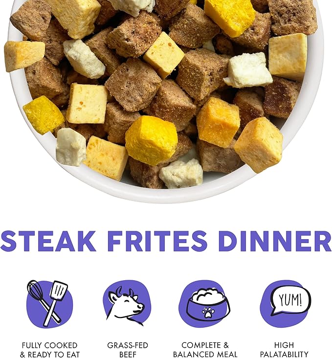 Weruva Dog Freeze Dried, Steak Frites Dinner with Sirloin Tip, Egg, Pumpkin & Sweet Potato, 13oz Bag