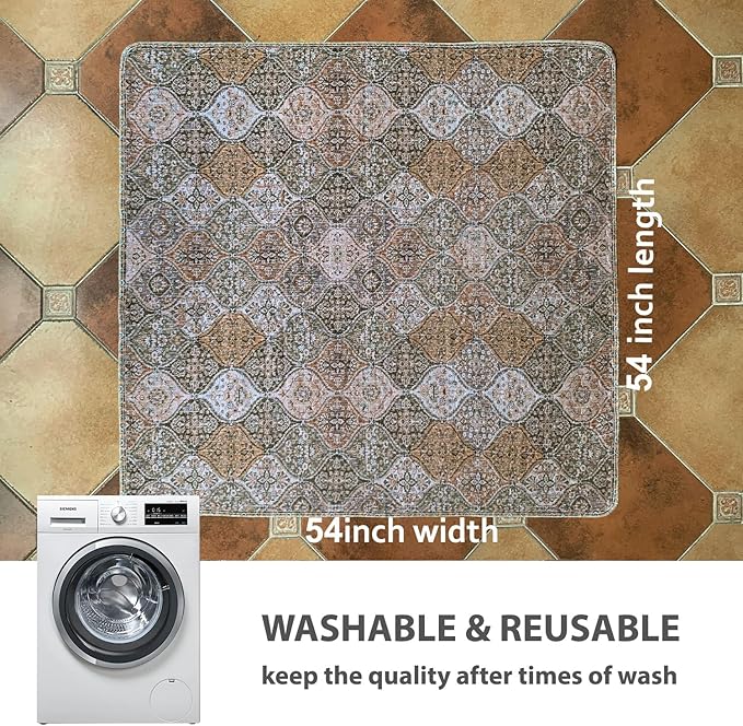 nunubaby Washable Pee Pads for Dogs, Stylish, Non-Slip and Leak-Proof Pee Pads. Reusable Potty Pads for Dogs for Crates and Floors.(Brown/Multi, 54" x54")