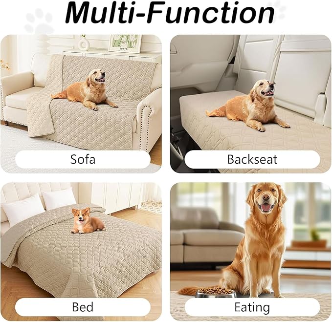 hyha Waterproof Dog Bed Blanket, Soft Pet Blankets, Waterproof Couch Cover for Dogs, Reversible Sofa Covers Washable for Furniture (40x80 Inch, Taupe/Beige)