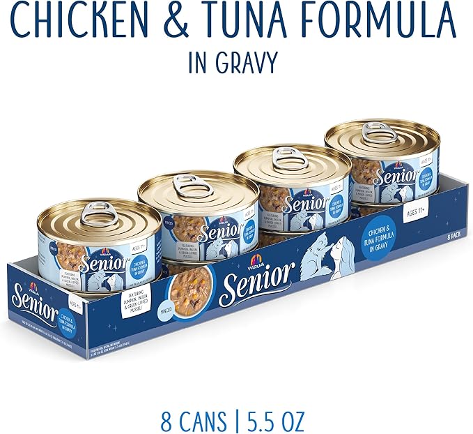Weruva Senior Cat Food, Chicken and Tuna in Gravy, 5.5oz Can, Pack of 8