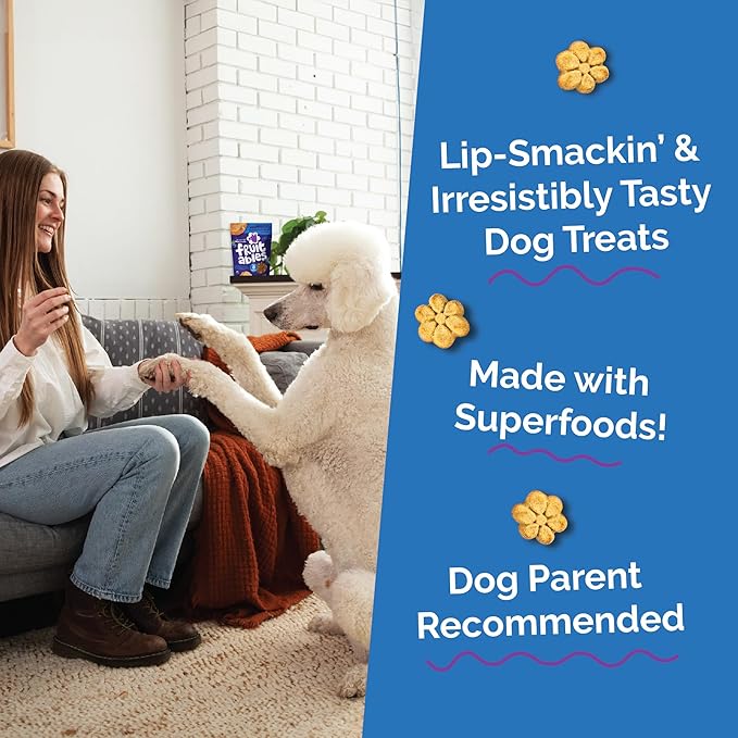 Fruitables Baked Dog Treats, Healthy Pumpkin Treat for Dogs, Low Calorie & Delicious, No Wheat, Corn or Soy, Made in the USA, Pumpkin and Blueberry Flavor, 12oz