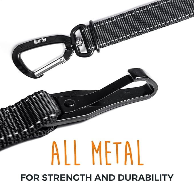 Mighty Paw Dog Seat Belt For Car - LATCH Compatible Adjustable Dog Seatbelt Harness for Small, Medium and Large Pets. Distraction Free Driving, Heavy-Duty Design with Aviation Grade Aluminum Carabiner