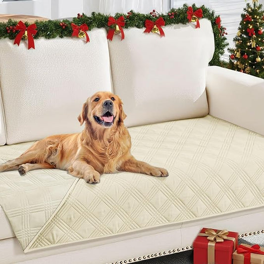 hyha Waterproof Dog Blanket, Reversible Pet Bed Blanket, Soft Sofa Couch Cover for Dogs Washable, Waterproof Pet Couch Covers for Sofa Puppy Cats Furniture Protector(30"x70", Beige/Beige)