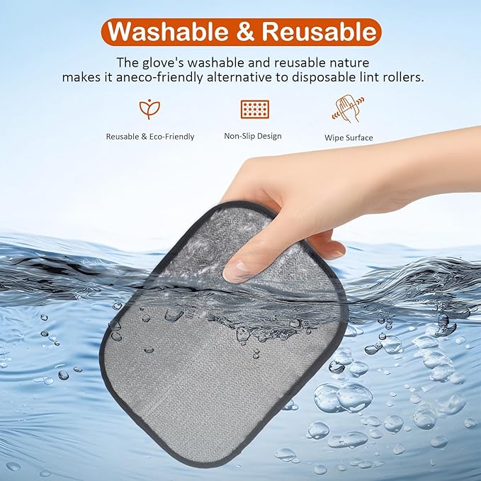 2Pcs Pet Hair Removal Gloves for Cats & Dogs: Upgraded Five-Finger Electrostatic Magic Brush | Reusable Pet Fur Remover Glove for Laundry, Couch, Carpet, Car Seats, Furniture & Clothing (Blue)