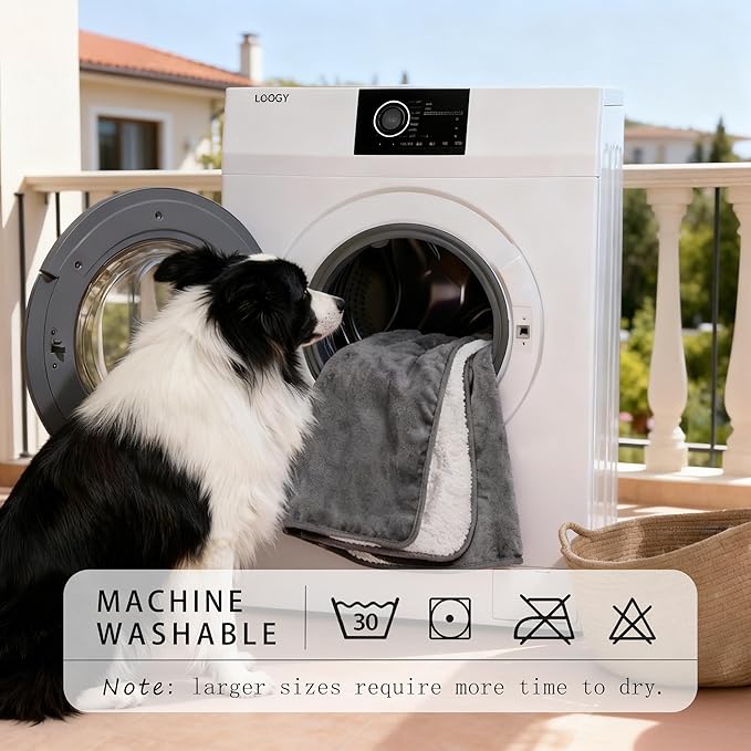 Smiry Waterproof Dog Bed Blanket, Leakproof Pet Throw Blanket for Bed Couch Sofa, Reversible Sherpa Fleece Furniture Protector Cover for Small Medium Large Dogs Cats (Grey, 50x60 inches)