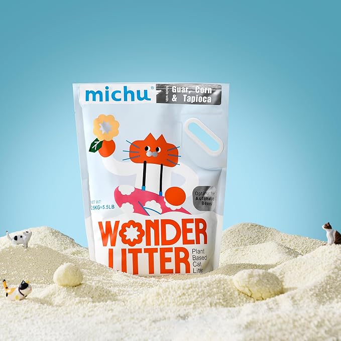 Michu Tofu Cat Litter Natural Clumping Tofu Cat Litter 5.5lb/88oz 5 Scents (Ocean Fresh + Wonder Litter, 2 Pack)