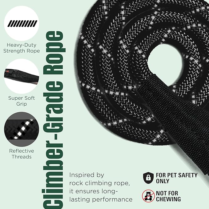 Dog Seat Belt for Car | Universal Dog Car Seatbelt | Durable Reflective Rope with Clip Hook Latch, Buckle and Carabiner- Safe and Secure Pet Safety Restraint (Black)