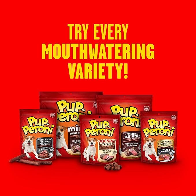 Pup-Peroni Dog Treats, Prime Rib Flavor, 5.6 Ounce (Pack of 8), Made with Real Steak