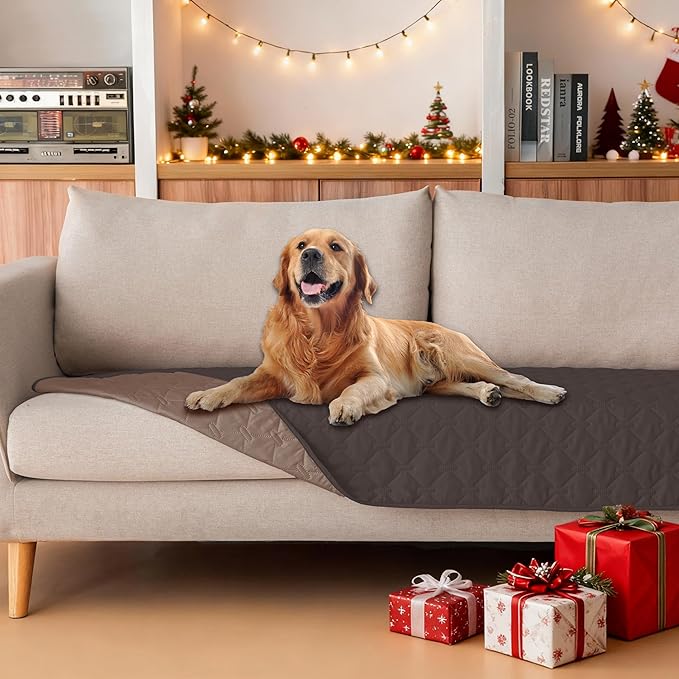 gogobunny 100% Double Sided Waterproof Dog Blanket Soft Pet Bed Cover Reversible Protect Furniture Couch Sofa Car for Puppy Large Dog Cat (Dark Coffee/Light Coffee, 30x70 Inch (Pack of 1))