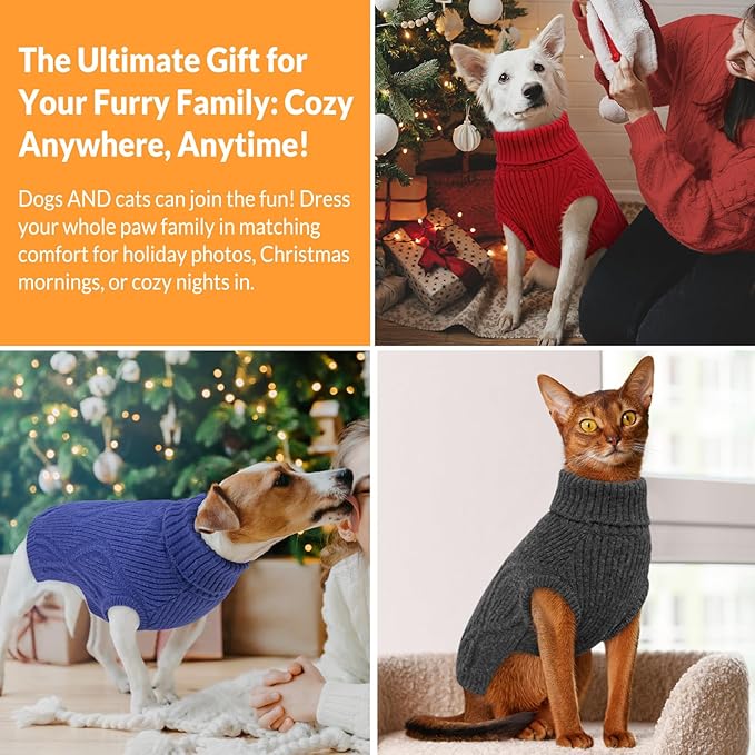 Dog Sweater Pullover, Cable Knit Dog Christmas Sweater, Dogs Sweaters for Small Medium Large Dogs with Harness Hole,Puppy Sweaters Boy Or Girl(Wine Red,XS)