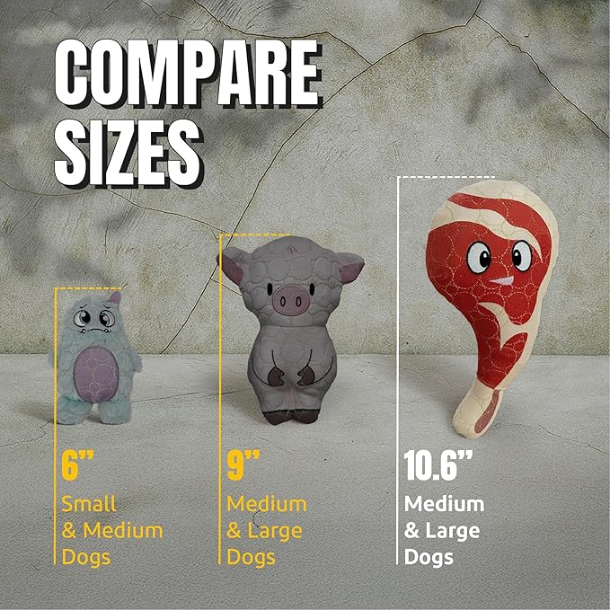 Bite Force - Durable & Strong Dog Toy Ribby with Squeaker, Kevlar-Reinforced Seams for Aggressive chewers- Red.