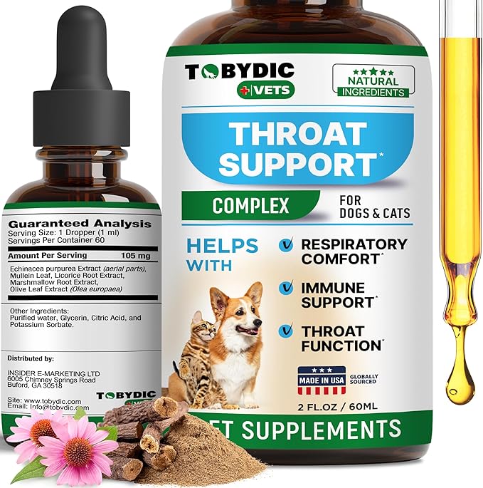 Dry & Wet Kennel Cough Natural Relief for Dogs and Cats - Herbal Treatment Support Helps to Soothe Throat & Respiratory Trachea Comfort Supplement for Pets - Made in USA