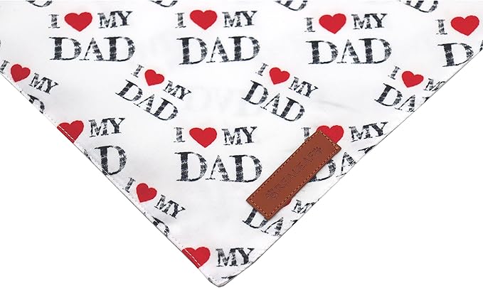 Realeaf Fathers Day Dog Bandanas 2 Pack, Reversible I Love My Dad Pet Scarf for Boy and Girl, Premium Durable Fabric, Bandana for Small Medium Large and Extra Large Dogs (Small)