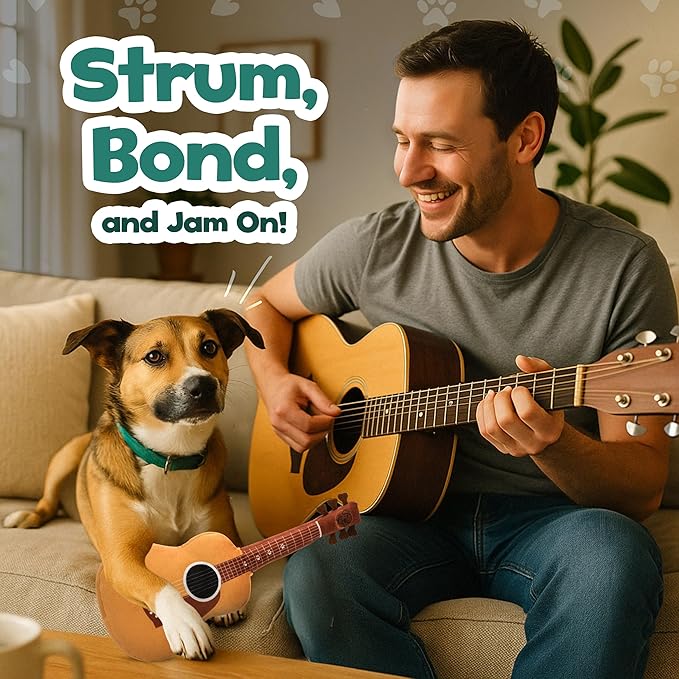 Acoustic Guitar Dog Toy – Christmas & Birthday Dog Gift, Interactive Squeaker & Crinkle, Plush & Cute, Fun Puppy Stocking Stuffer