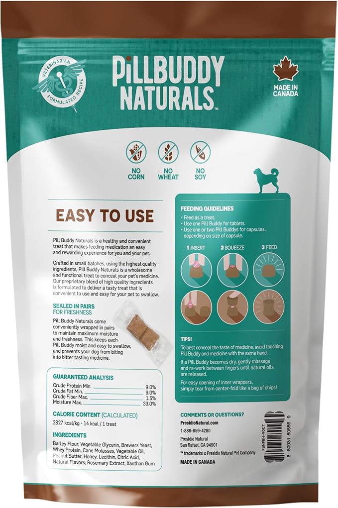 Earthly Pill Buddy Naturals - Honey Recipe Pill Hiding Treats for Dogs - Make A Perfect Pill Concealing Pocket Or Pouch for Any Size Medication - 90 Servings