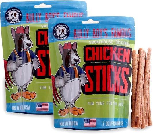 Bully Boy's Famous Chicken Sticks Dog Treats | Free from Wheat, Corn, Soy, or Gluten | USA Sourced Ingredients | with Smokehouse Chicken | Made in Utah | 7 oz - 2 Pack