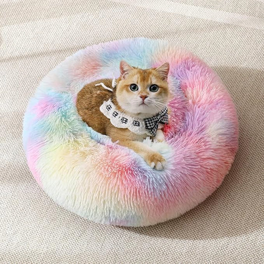 JOLLYVOGUE Dog & Cat Bed, Calming Anti-Anxiety Pet Bed for Small Dogs, Fluffy Donut Cushion for Small and Medium Pets (23")