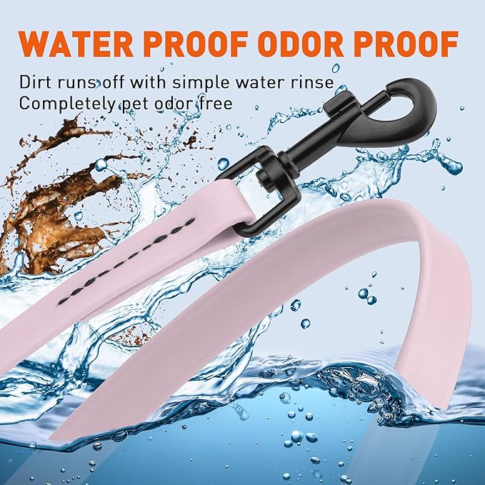 Dogline Biothane Waterproof Dog Leash Strong Coated Nylon Webbing with Black Hardware Odor-Proof Easy to Clean High Performance for Small or Large Dogs Made in USA 2 ft Lead, Pastel Purple