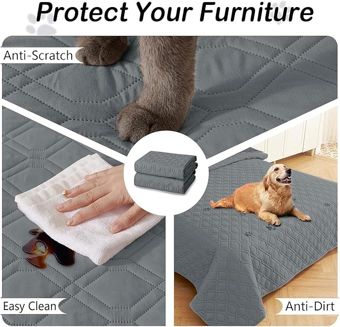 hyha Waterproof Dog Bed Blanket, Soft Pet Blankets, Waterproof Couch Cover for Dogs, Reversible Sofa Covers Washable for Furniture (40x70 Inch, Dark Grey/Dark Grey)