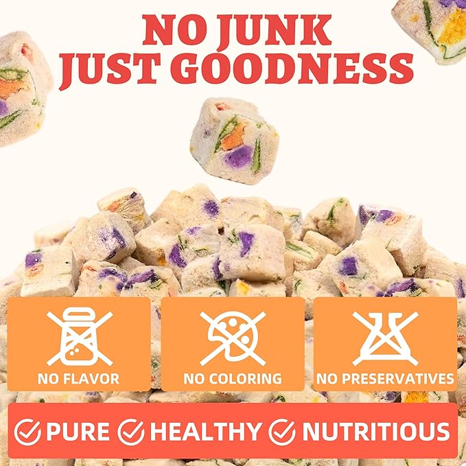 Wellix Freeze Dried Chicken&Vegetables Treats for Cats&Dogs - Healthy Freeze Dried Cat Treats Rich in Pumpkin,Cranberry,etc - High-Protein Food Topper for Gut Health 4.23oz