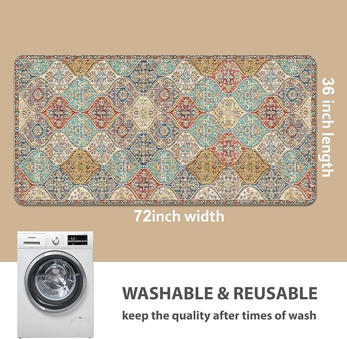 nunubaby Washable Pee Pads for Dogs, Stylish, Non-Slip and Leak-Proof Pee Pads. Reusable Potty Pads for Dogs for Crates and Floors.(Cream/Multi, 36" x72" )