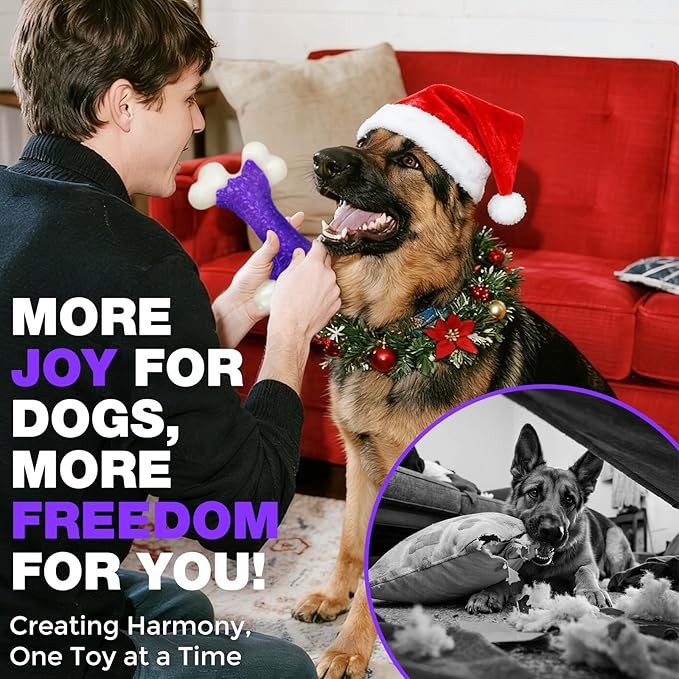 6-Pack Tough Dog Chew Toys for Aggressive Chewers Large Medium Breed Bacon Flavor, Bone Toy Dog, Nylon Heavy Duty Extreme Indestructible Teething Training