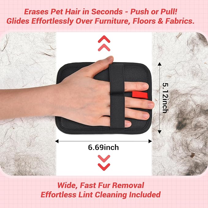 2 PCS Electrostatic Pet Hair Removal Glove, Upgraded Reusable Grooming Gloves for Dogs & Cats, Efficient Fur Remover for Couch, Car Seat, Furniture, Carpet, Animal Fur Removal Tool