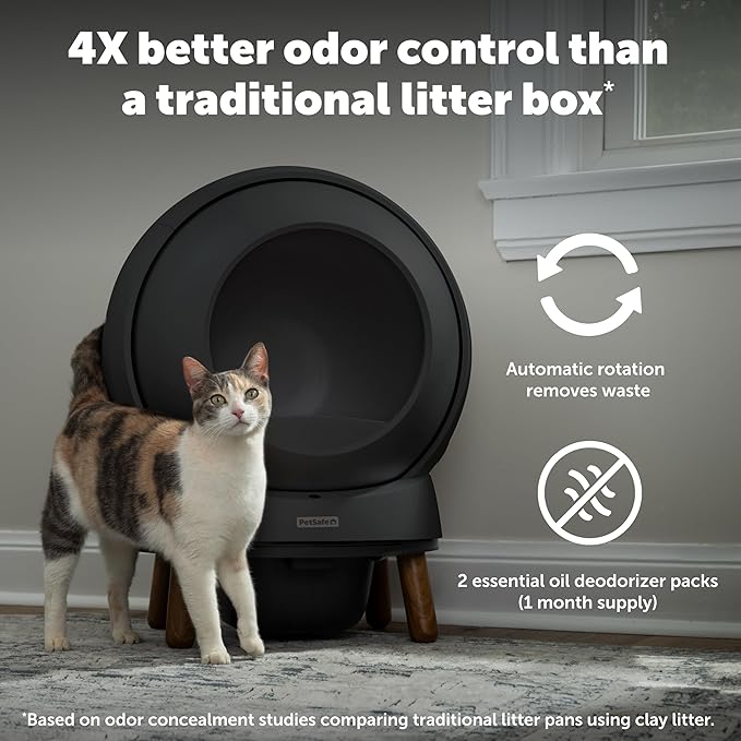 PetSafe ScoopFree SmartSpin Self-Cleaning Cat Litter Box, Black – Advanced Odor Control, App Controlled with Health Monitoring, Works with Any Litter, Up to 2 Weeks of Hands-Free Cleaning