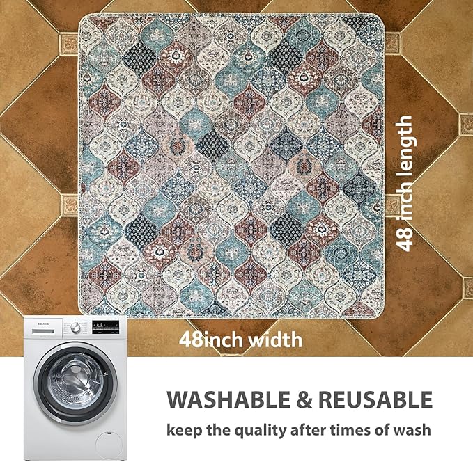 nunubaby Washable Pee Pads for Dogs, Stylish, Non-Slip and Leak-Proof Pee Pads. Reusable Potty Pads for Dogs for Crates and Floors.(Dark Red/Multi, 48" x48" )