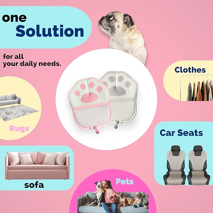 Pet Hair Removal Glove for Dogs & Cats | New Upgraded 5-Finger Magic Grooming Glove & Reusable Pet Hair Remover for Furniture, Laundry, Couch, Carpet & Car