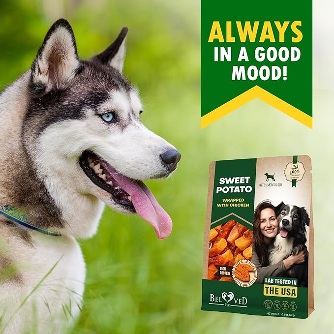 Sweet Potato Dog Treats & Chicken Jerky Wraps 10.6 Oz - Dog Food & High Protein Soft Chews for Large, Medium & Small Breeds - Natural Healthy Training Strips & Rawhide Free Snacks – Puppy Treats